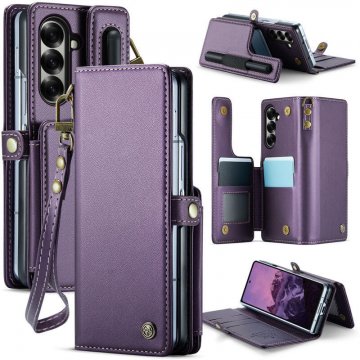 CaseMe Samsung Galaxy Z Fold7 Magnetic Wallet Case with RFID Blocking & Kickstand Purple