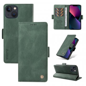 YIKATU iPhone 14 Plus Skin-touch Wallet Kickstand Case Green