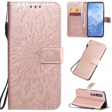 Xiaomi Mi 10/Mi 10 Pro Embossed Sunflower Wallet Stand Case Rose Gold