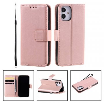 iPhone 12 Mini Wallet Kickstand Magnetic PU Leather Case Rose Gold