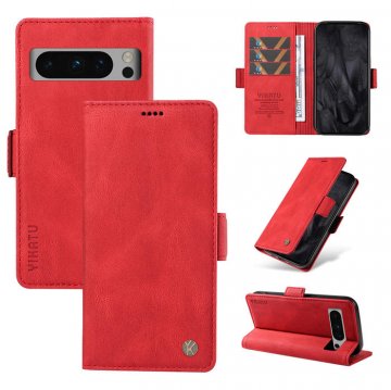 YIKATU Google Pixel 8 Pro Skin-touch Wallet Kickstand Case Red