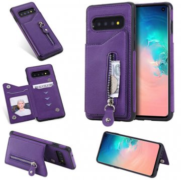 Samsung Galaxy S10 Wallet Magnetic Shockproof Cover Purple