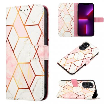 Marble Pattern Moto G22 Wallet Stand Case Pink White