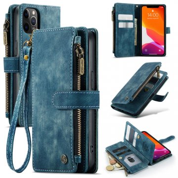 CaseMe iPhone 12/12 Pro Wallet Kickstand Retro Case Blue