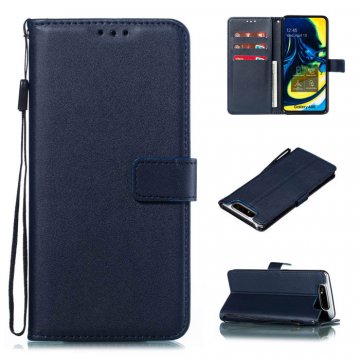 Samsung Galaxy A80 Wallet Kickstand Magnetic Leather Case Dark Blue