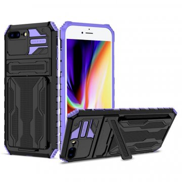 iPhone 7 Plus/8 Plus Card Slot Kickstand Shockproof Case Purple