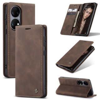 CaseMe Huawei P50 Wallet Kickstand Magnetic Flip Case Coffee