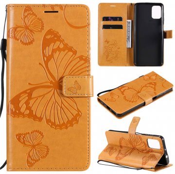 Motorola Moto G9 Plus Embossed Butterfly Wallet Magnetic Stand Case Yellow