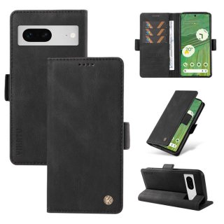 YIKATU Google Pixel 7 Skin-touch Wallet Kickstand Case Black