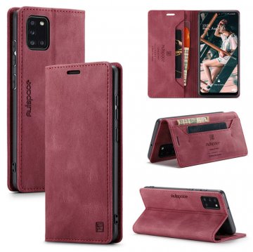 Autspace Samsung Galaxy A31 Wallet Magnetic Case Red