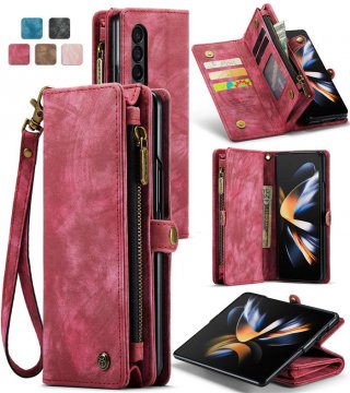CaseMe Samsung Galaxy Z Fold4 Zipper Wallet Case Red