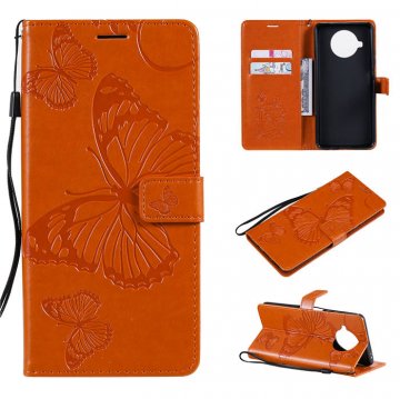 Xiaomi Mi 10T Lite Embossed Butterfly Wallet Magnetic Stand Case Orange