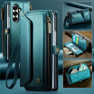 CaseMe Samsung Galaxy Z Fold7 Wallet Case with Crossbody Strap, RFID Blocking & Wireless Charging Support Green