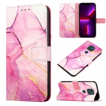 Marble Pattern Moto G9 Play Wallet Stand Case Purple Gold