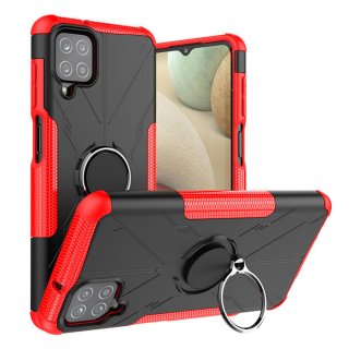 Samsung Galaxy A12 5G Hybrid Rugged Ring Kickstand Case Red