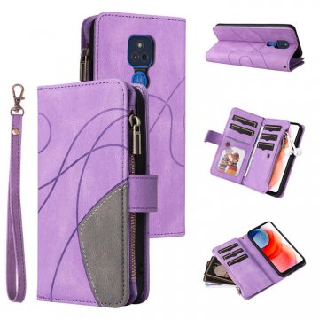 Moto G Play 2021 Zipper Wallet Magnetic Stand Case Purple