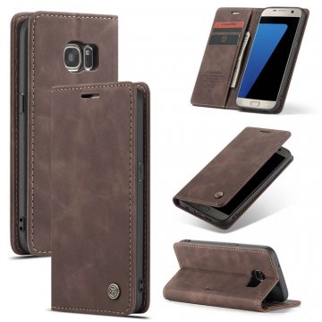 CaseMe Samsung Galaxy S7 Wallet Stand Magnetic Flip Case Coffee