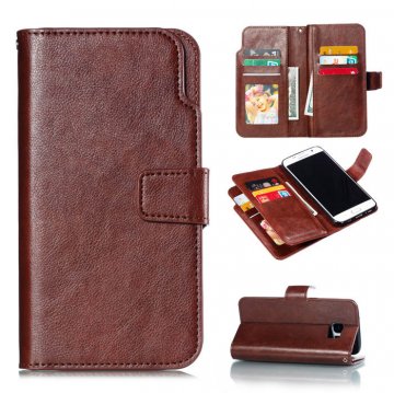 Samsung Galaxy S7 Edge Wallet 9 Card Slots Stand Case Brown