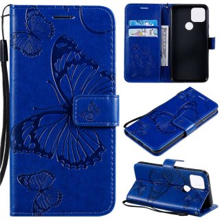 Google Pixel 5 Embossed Butterfly Wallet Magnetic Stand Case Blue