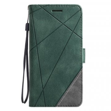 iPhone XR Wallet Splicing Kickstand PU Leather Case Green