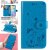 iPhone 12 Mini Embossed Cat Bee Wallet Magnetic Stand Case Blue