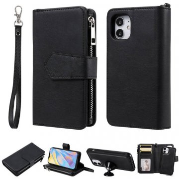 iPhone 12 Wallet Magnetic Stand PU Leather Case Black