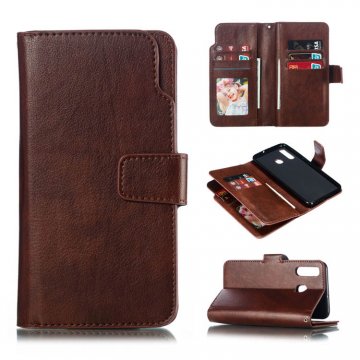 Samsung Galaxy A30 Wallet 9 Card Slots Stand Leather Case Brown