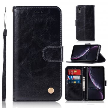 iPhone XR Premium Vintage Wallet Kickstand Case Black
