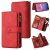 For Samsung Galaxy S10 Plus Wallet 15 Card Slots Case with Wrist Strap Red