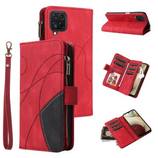 Samsung Galaxy A12 5G Zipper Wallet Magnetic Stand Case Red