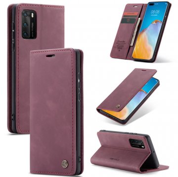 CaseMe Huawei P40 Wallet Kickstand Magnetic Flip Leather Case Red