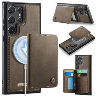 CaseMe Samsung Galaxy S24 Ultra Detachable Magnetic Wallet Case with RFID Blocking & Wireless Charging - Coffee