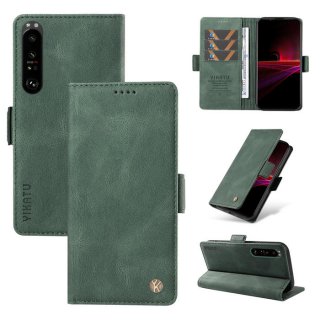 YIKATU Sony Xperia 1 III Skin-touch Wallet Kickstand Case Green