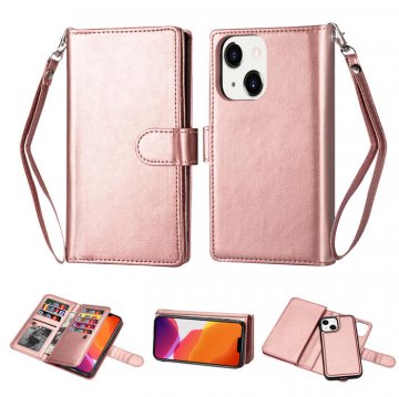 iPhone 13 Mini Wallet 9 Card Slots Magnetic Case Rose Gold