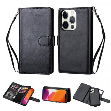 iPhone 13 Pro Max Wallet 9 Card Slots Magnetic Case Black