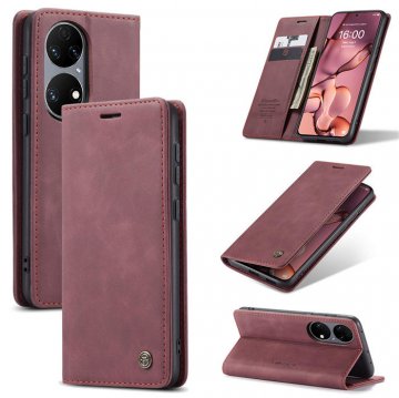CaseMe Huawei P50 Wallet Kickstand Magnetic Flip Case Red