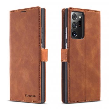 Forwenw Samsung Galaxy Note 20 Wallet Kickstand Magnetic Case Brown