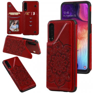Samsung Galaxy A50 Embossed Wallet Magnetic Stand Case Red