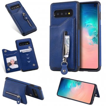 Samsung Galaxy S10 Wallet Magnetic Shockproof Cover Blue