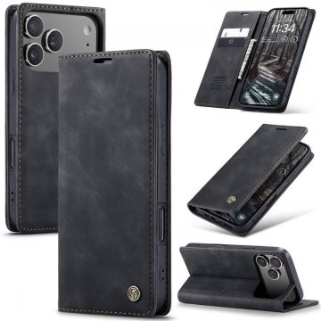 CaseMe iPhone 17 Pro Wallet Magnetic Suede Leather Case Black