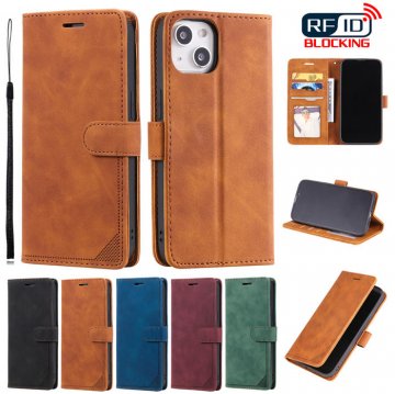 iPhone 13 Wallet RFID Blocking Kickstand Case Brown