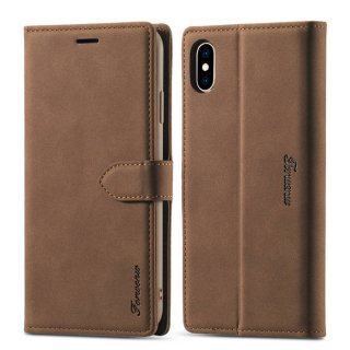 Forwenw iPhone X/XS Wallet Magnetic Kickstand Case Brown