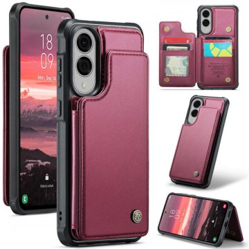 CaseMe Samsung Galaxy S25 Edge RFID Blocking Card Holder Kickstand Case Red