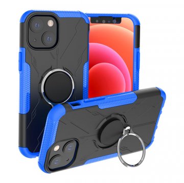 iPhone 13 Mini Hybrid Rugged Ring Kickstand Case Blue