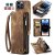 CaseMe iPhone 14 Pro Max Zipper Wallet Case with Wrist Strap Coffee
