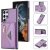 Crossbody Zipper Wallet Samsung Galaxy S22 Ultra Case With Strap Purple