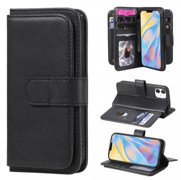 iPhone 12 Mini Multi-function 10 Card Slots Wallet Stand Case Black