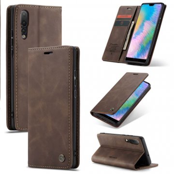 CaseMe Huawei P20 Wallet Stand Magnetic Flip Case Coffee