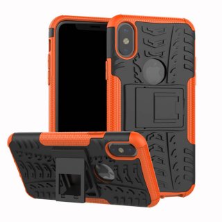 Hybrid Rugged iPhone XS/X Kickstand Shockproof Case Orange