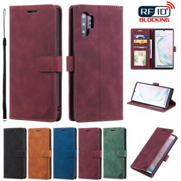 Samsung Galaxy Note 10 Plus Wallet RFID Blocking Kickstand Case Red